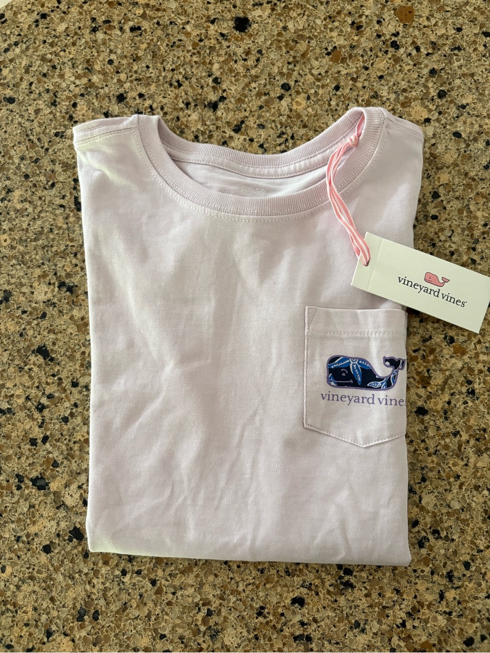 Vineyard Vines Kids Lilac Pocket Tee with Whale Logo